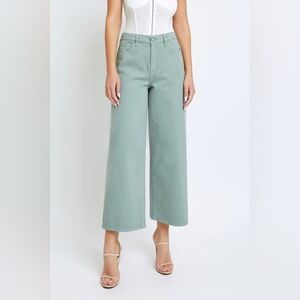 NWT Hidden Los Angeles Nori High Rise Cropped Wide Leg Jeans in Sage Size 31